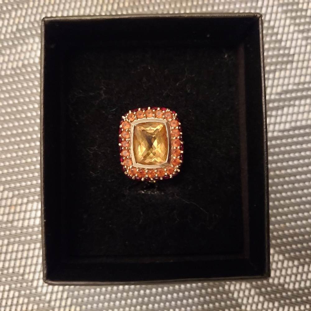 14K GOLD CITRINE CUSHION COCKTAIL RING